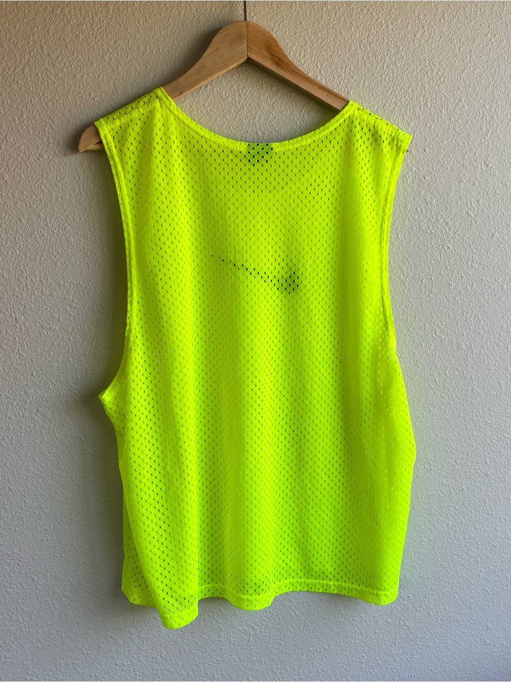 Nike Bright Neon Yellow Mesh Tank with Black Swoosh - Picture 4 of 5